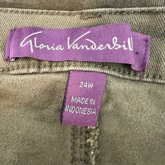 Gloria Vanderbilt Womens Amanda Jeans 24W Short Olive Green Straight Leg - Picture 5 of 7